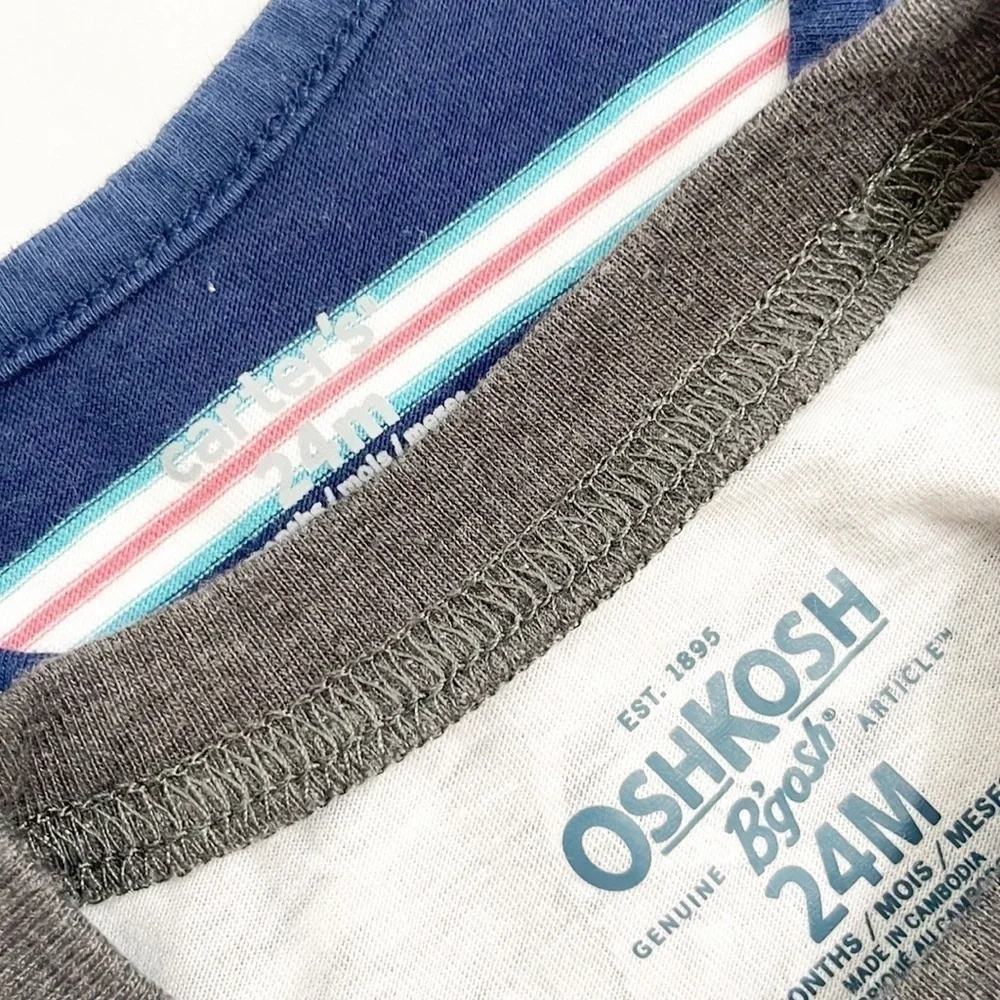 OshKosh B'gosh Chill dinosaur print t-shirt + Carter's striped baby boy tank top